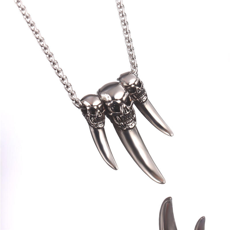 Gothic Stainless Steel Skeleton Teeth Pendant & Chain