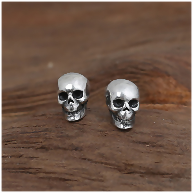 Gothic Sterling Silver Smooth Skull Stud Earings